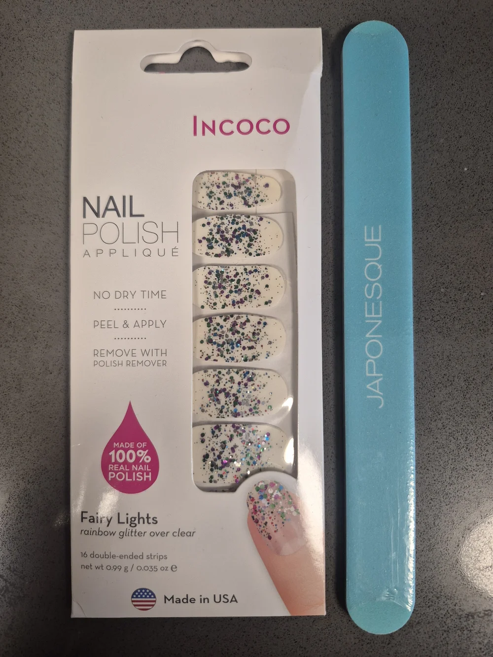 Incoco Fairy Lights Glitter Nail Polish Strips + Japonesque File NEW